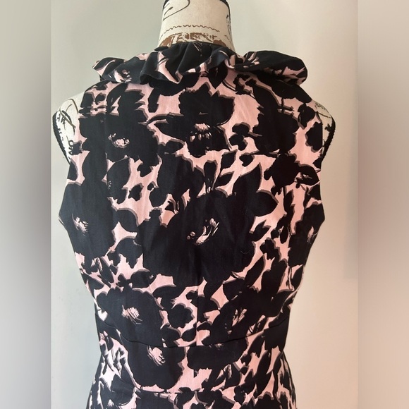 Taylor from Anthropologie structured pink and black floral midi dress size 6 - Picture 2 of 12